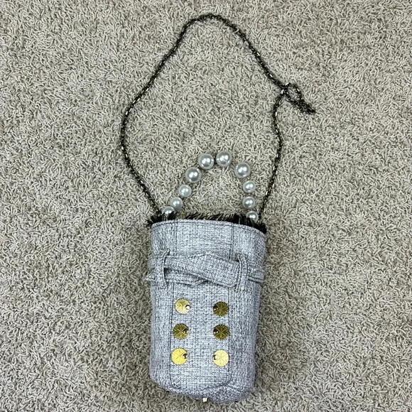 Kooreloo gray tweed Charlotte pouch handbag - Picture 1 of 7